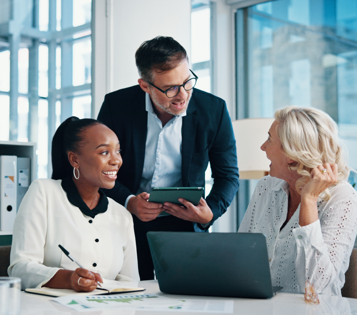 Professionals engaged in a business meeting